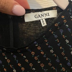 Ganni Sheer Floral Blouse